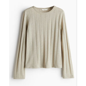 H&M Beige Ribbed Knit Lightweight Sweater Size M (small)